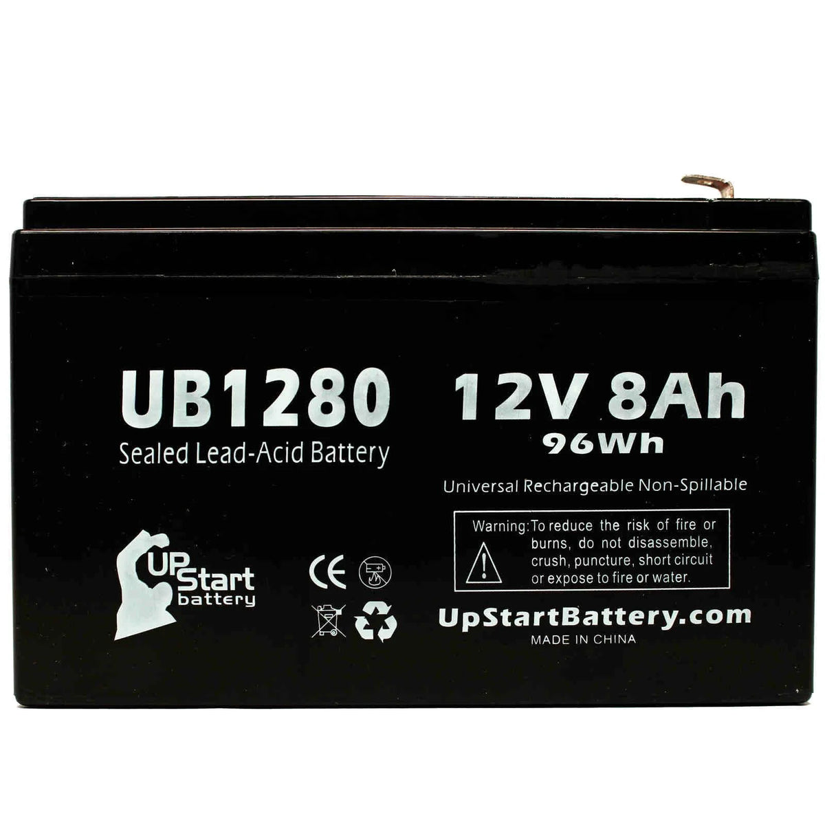 5x Pack Replacement Sealed Lead Acid Battery (12V, 8Ah, 8000mAh, F1 Terminal, AGM, SLA) with 10 F1 to F2 Terminal Adapters B2813