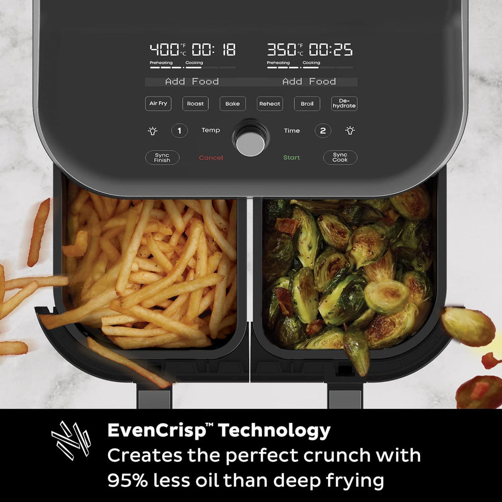 8 Quart Dual Basket Air Fryer with ClearCook Easy View Windows G845