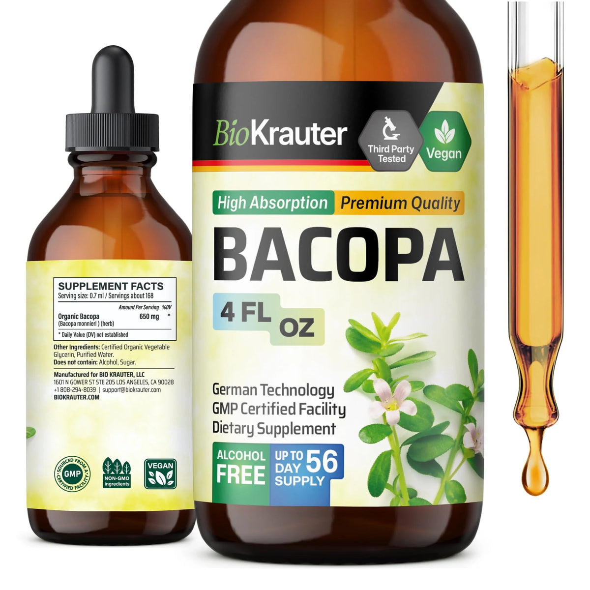 Organic Bacopa Monnieri Liquid Supplement 4 Fl.Oz. E572165