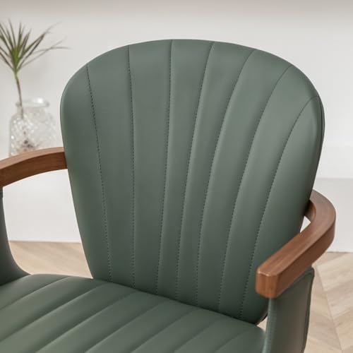 Set of 2 Gray Fabric Faux Leather Dining Chairs with Arms M202