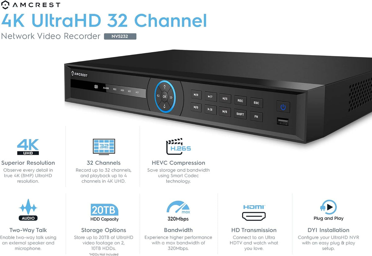 4K Network Video Recorder with 6TB Hard Drive D41708