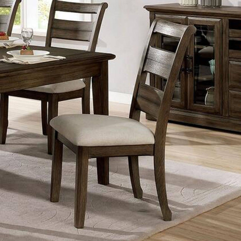 Light Walnut and Beige Side Chair Set of 2 T984