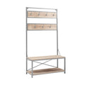 Industrial Farmhouse Metal and Wood Hall Tree White Oak W4484