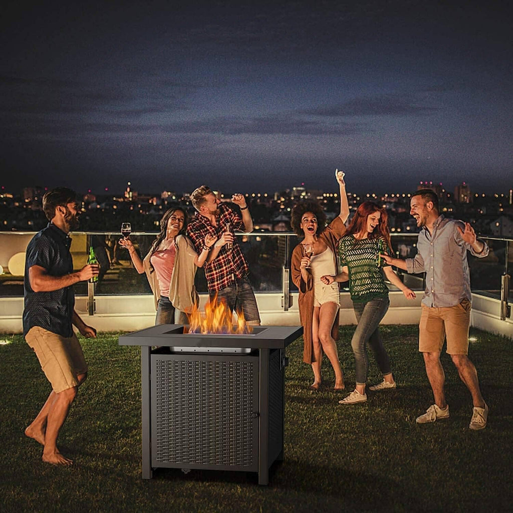 28 Inch 50,000 BTU Propane Gas Fire Pit Table with Lid O6870