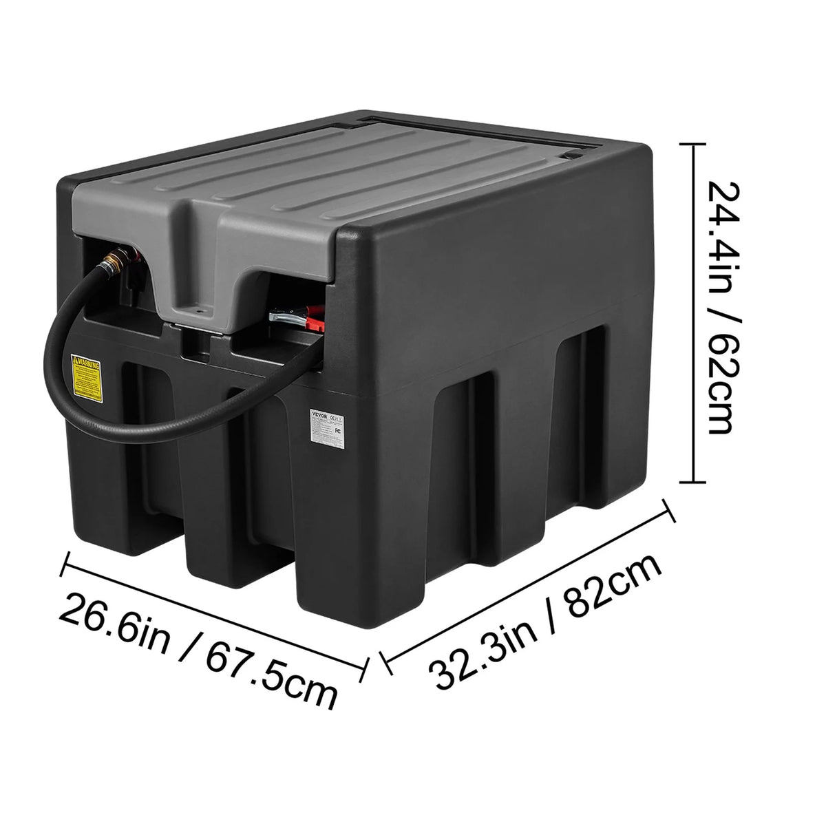 Portable Diesel Fuel Tank 58 Gal with 12V Transfer Pump Black A7760