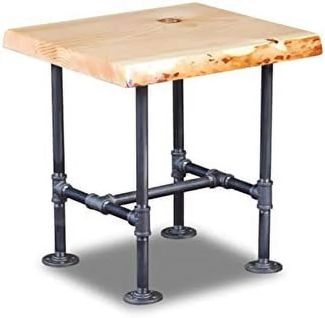 Industrial Pipe and Wood End Table G66525