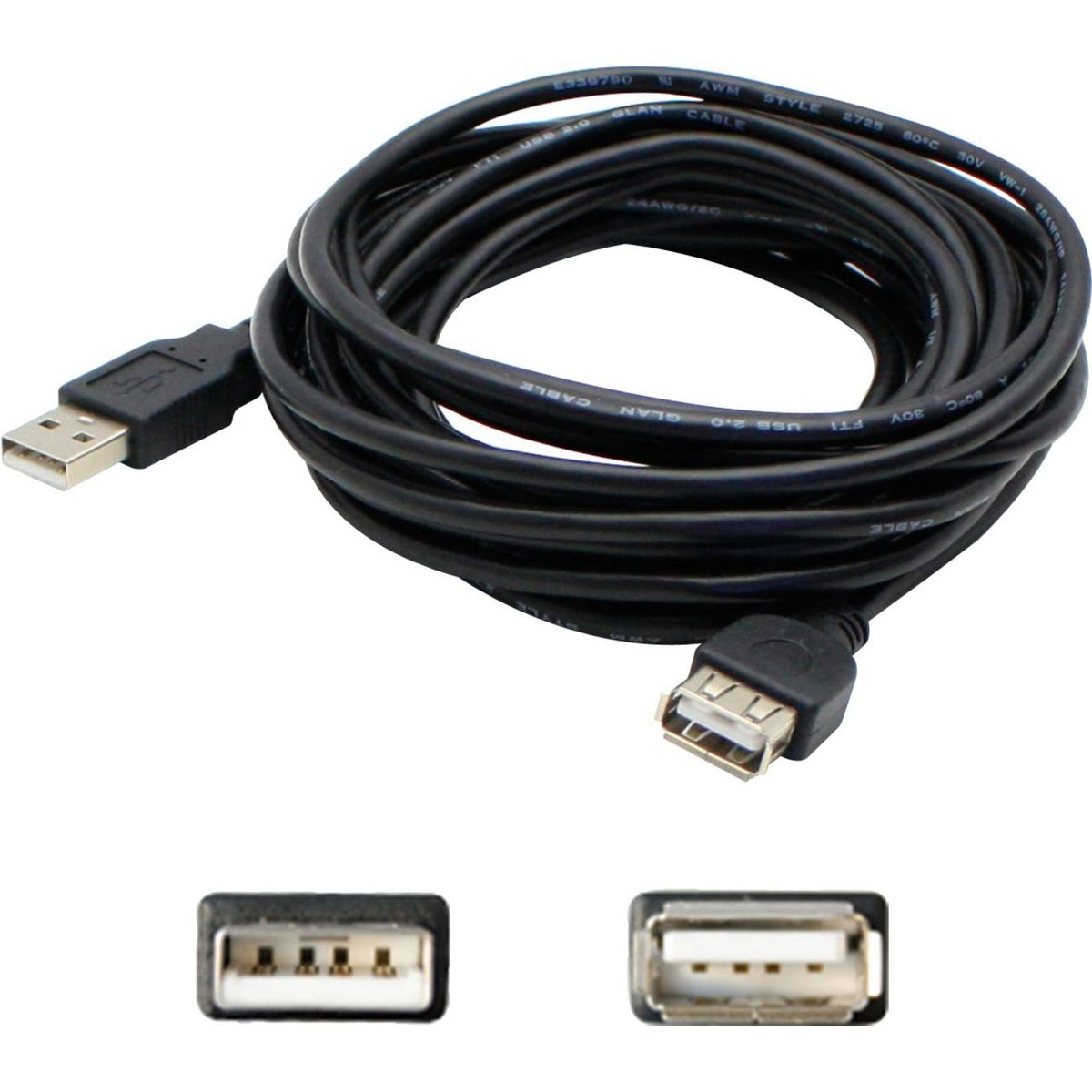 5-Pack of 15ft USB 2.0 Male to Female Black Extension W9844