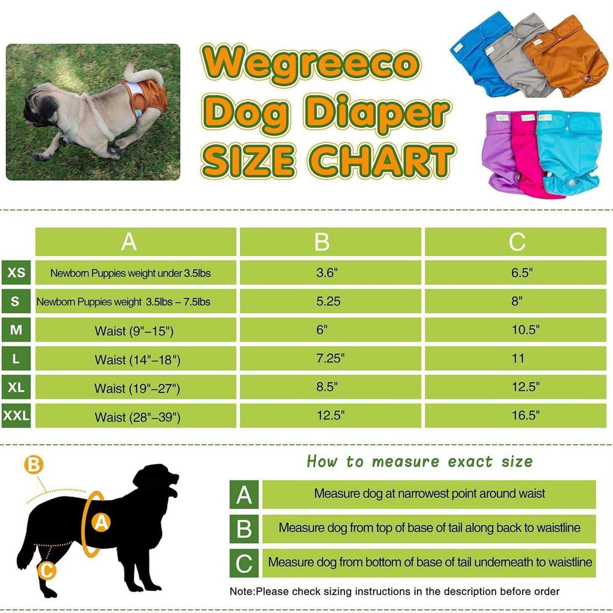 Washable Reusable Dog Diapers W1363
