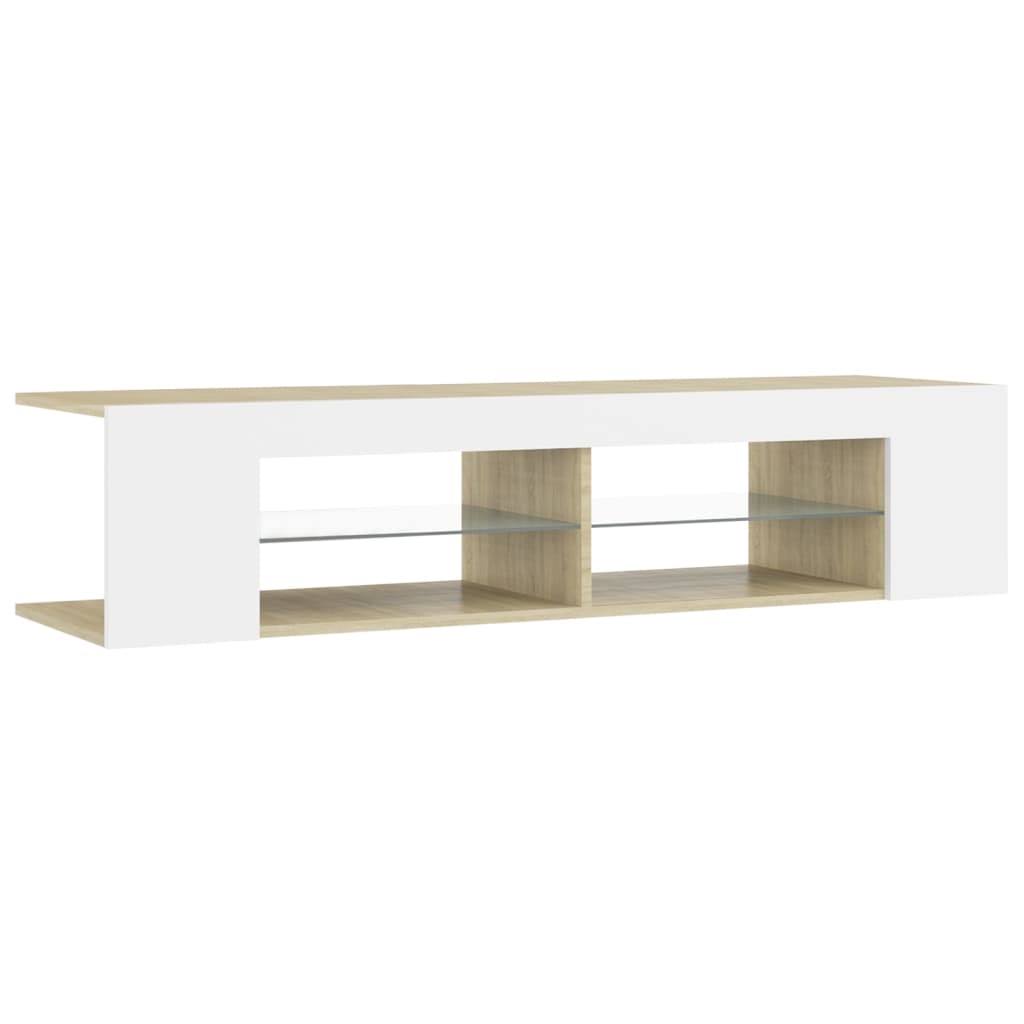 White Sonoma Oak TV Cabinet with LED Lights A443