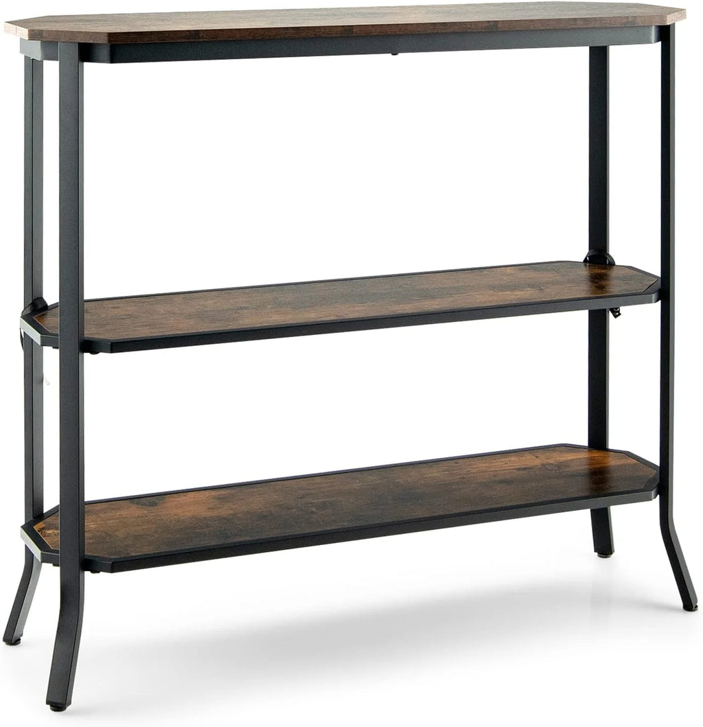 Industrial 3-Tier Narrow Console Table with Open Shelves I7657