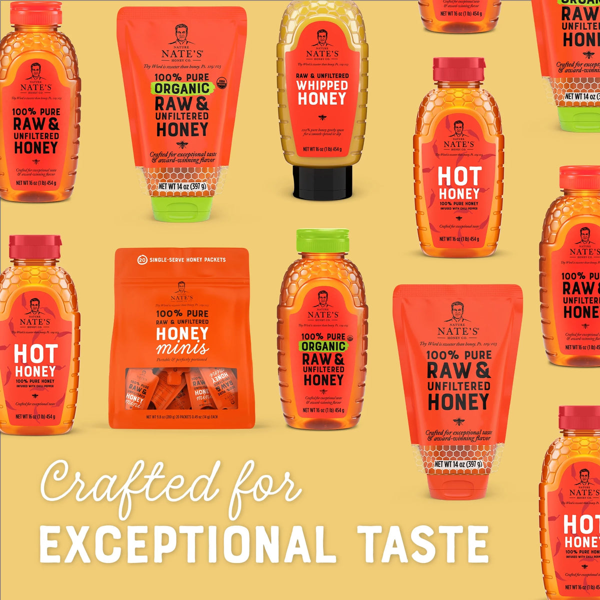 100% Pure Raw Unfiltered Honey Pouch 14 fl oz I165