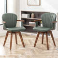 Set of 2 Gray Fabric Faux Leather Dining Chairs with Arms M202