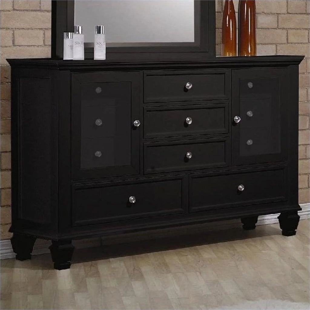 11 Drawer Dresser in Black and Silver W809