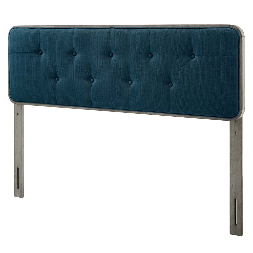Grey Tufted Fabric Wood Headboard Y24728