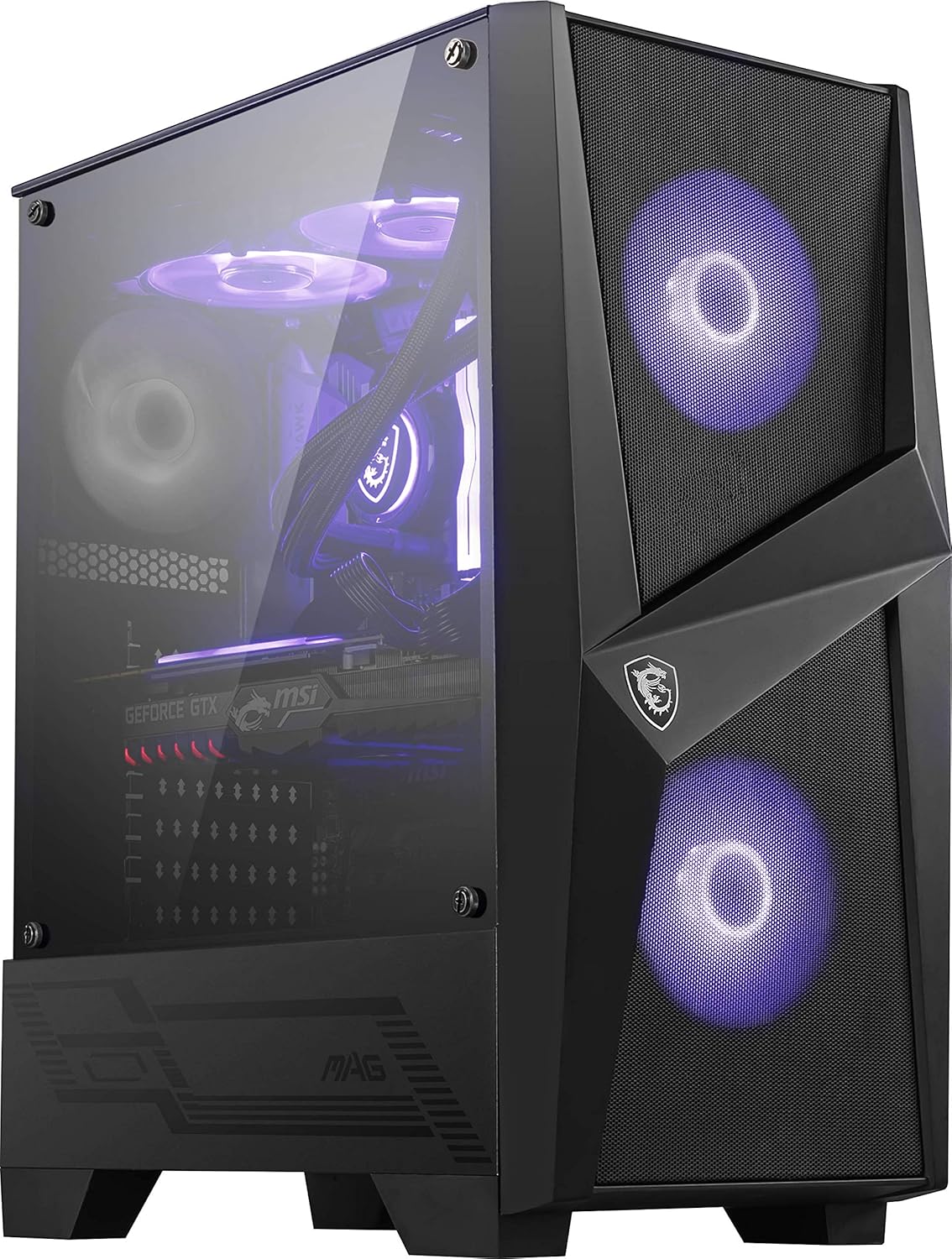 Mid-Tower PC Gaming Case with Tempered Glass Side Panel, 120mm Fan, Liquid Cooling Support, Pack of 2 U237478