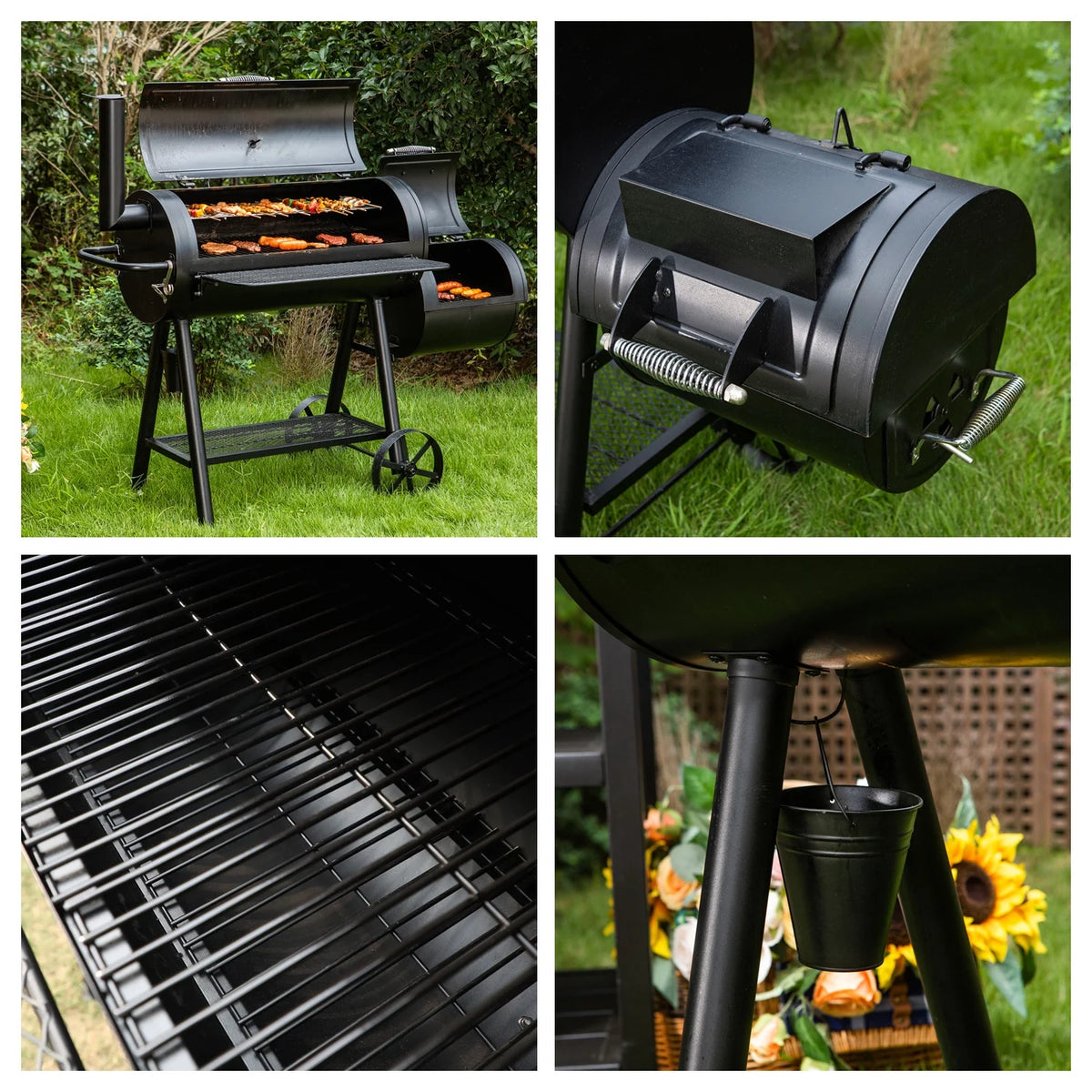 Charcoal Grill with Offset Smoker Black N4606