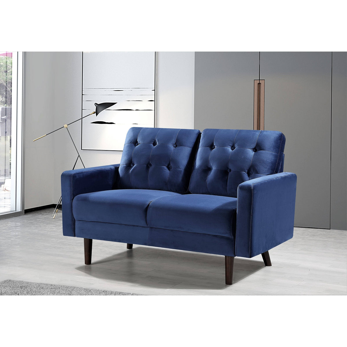 Pink Velvet Tufted Loveseat V97343