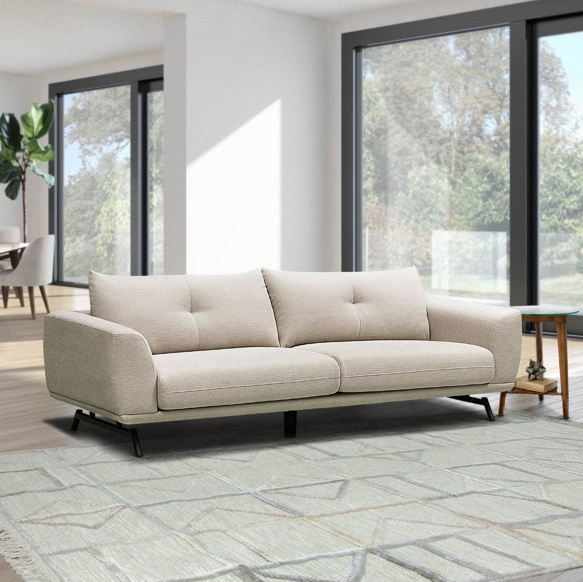 Cream 3-pc Fabric Sofa and 2 Chairs Set K894949