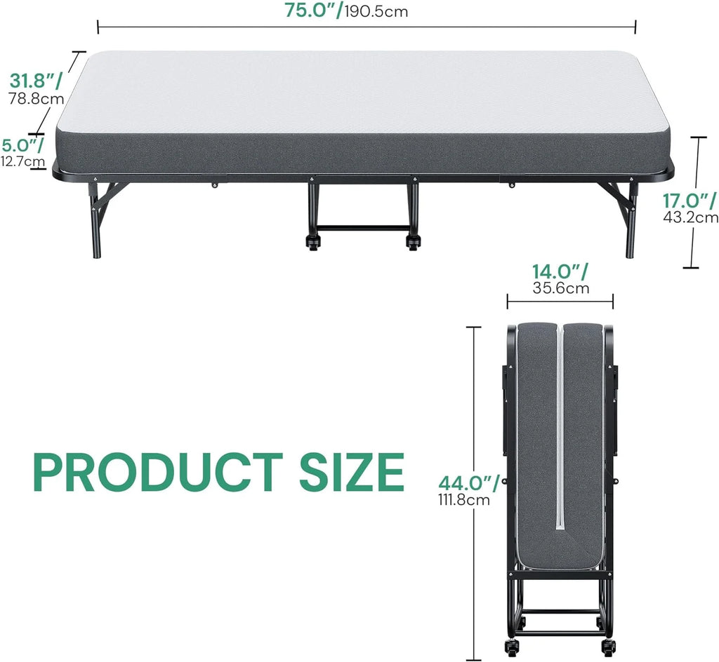Folding Bed with 5" Memory Foam Mattress E768006